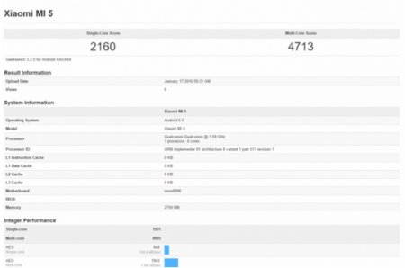 Xiaomi Mi5 obognal Galaxy S6 Edge+ v Geekbench 2